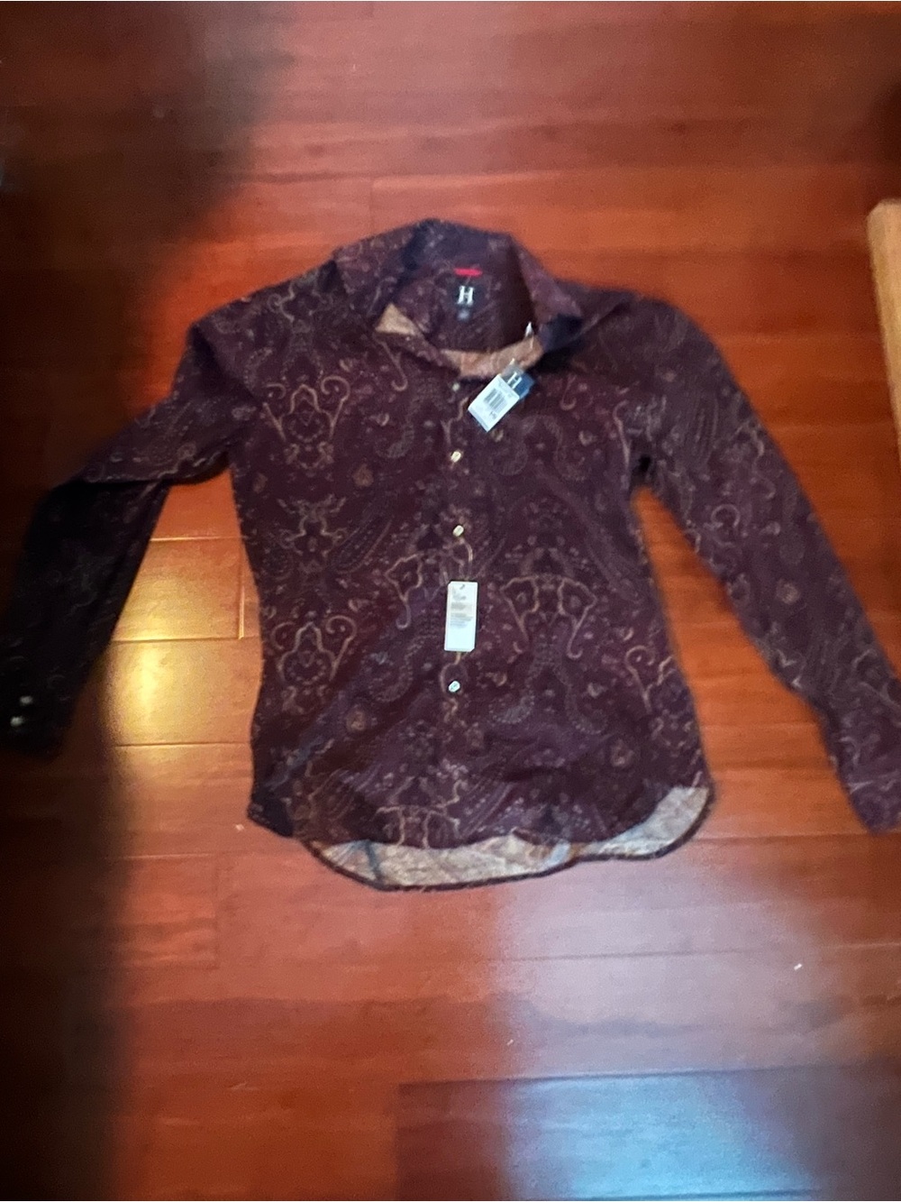 H By Hudson Maroon Paisley Button-Down Shirt